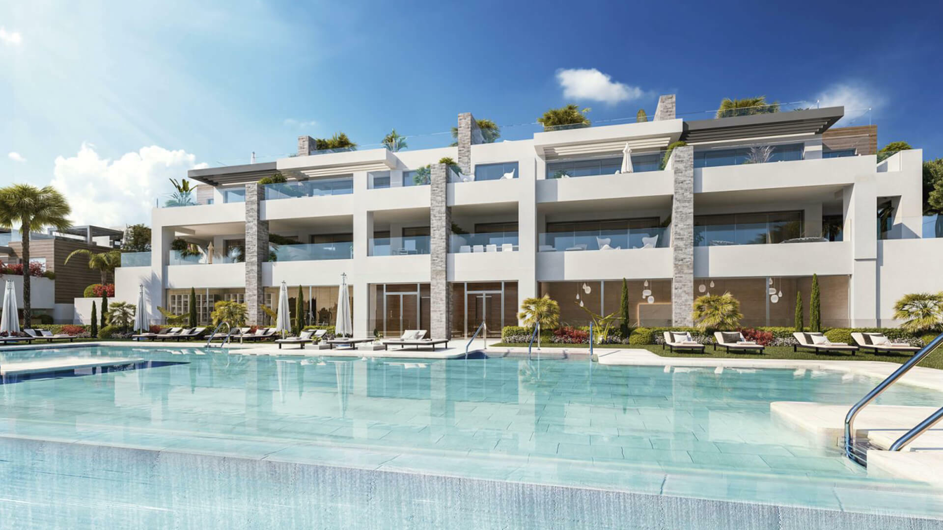 Apartment complex by the sand dunes in Cabopino