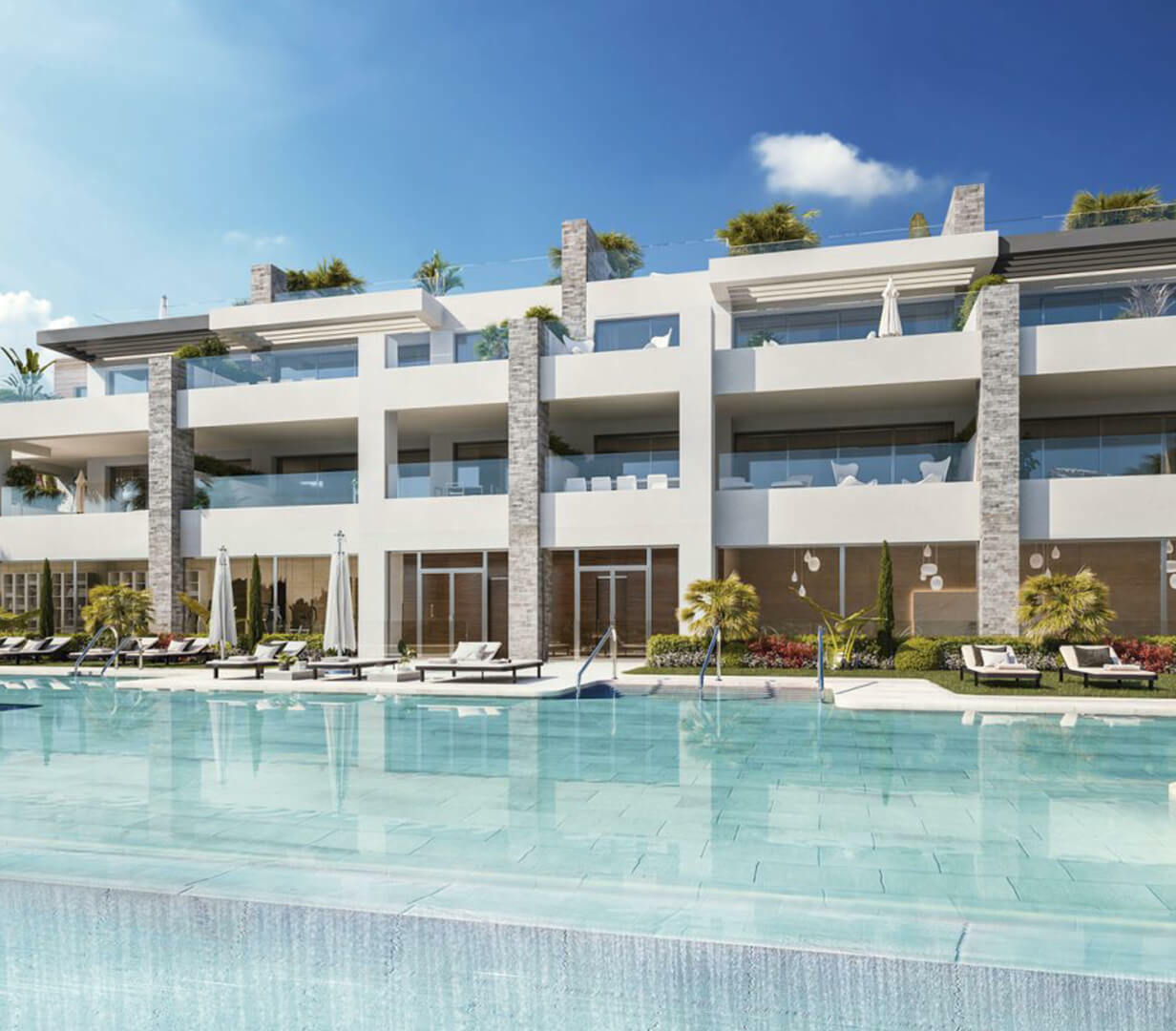 Apartment complex by the sand dunes in Cabopino