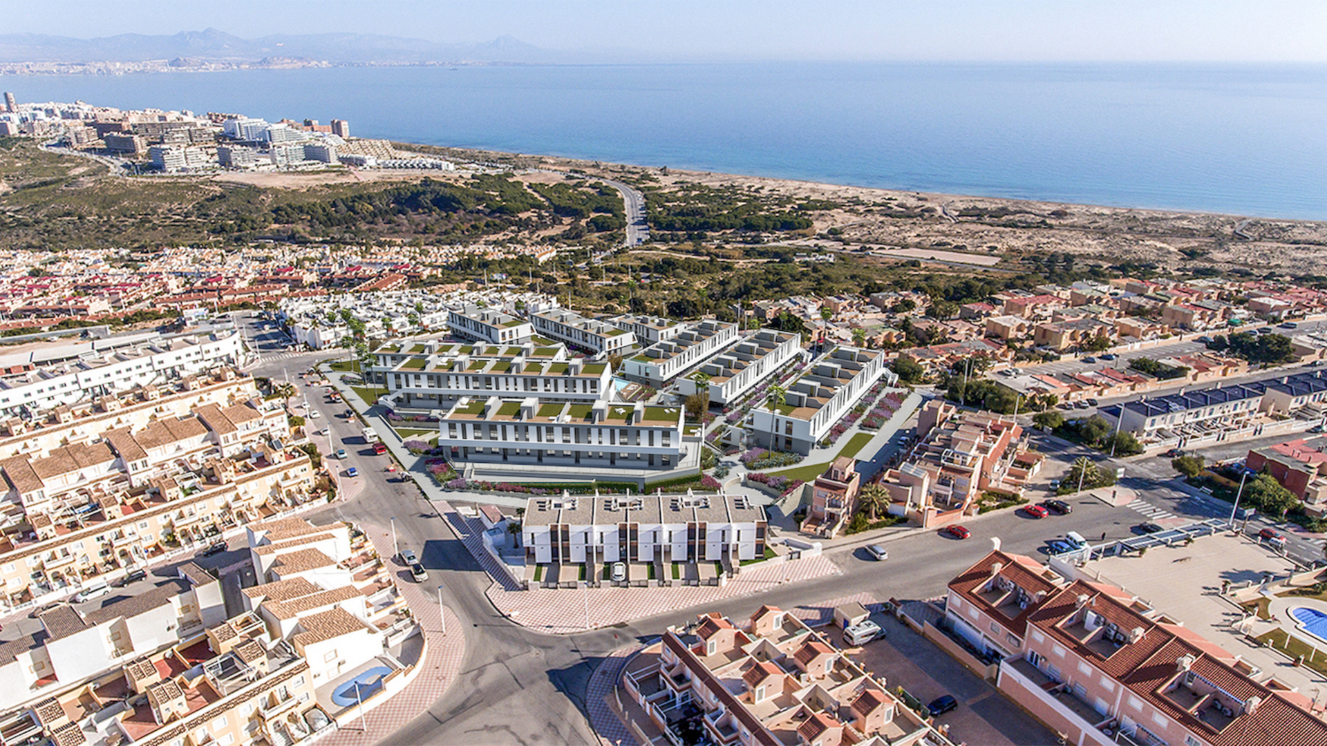 Apartments by the beach and sand dunes of Carabassi on the Costa Blanca