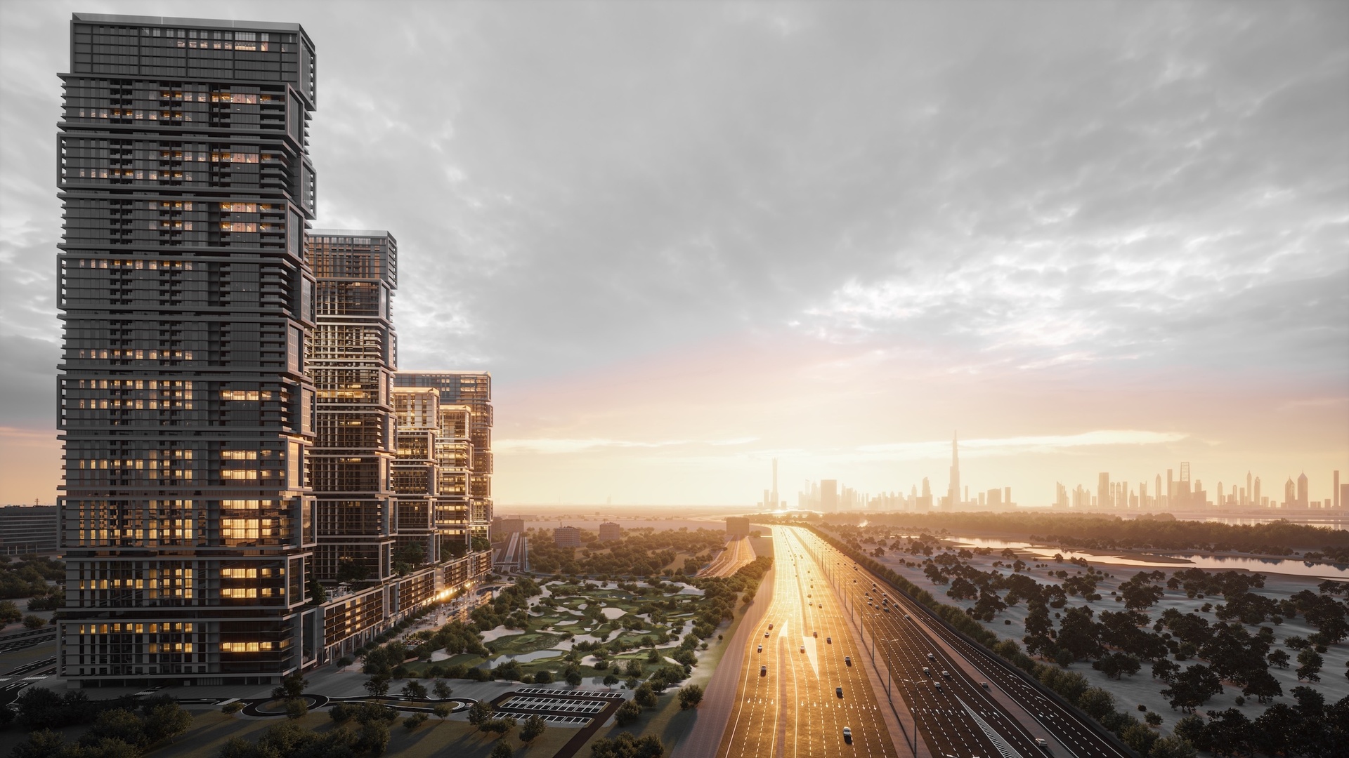 A unique skyscraper residential complex of luxury apartments and villas on the edge of downtown Dubai