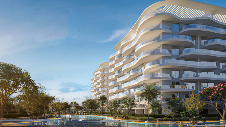Rezidenční komplex obklopený lagunami inspirovaný Středozemním mořem